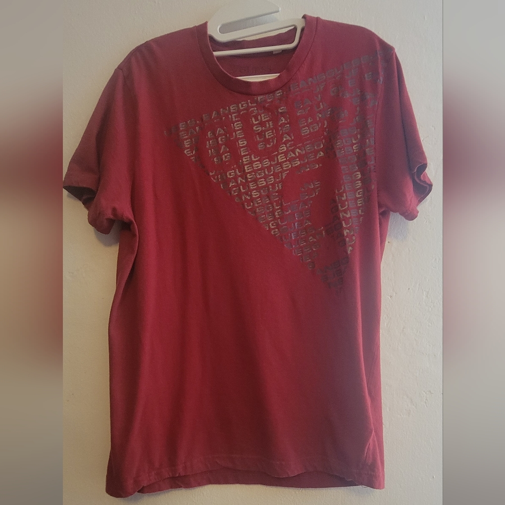 Guess Jeans Men T-Shirt, Medium, Red